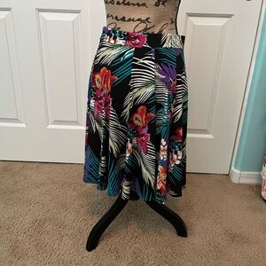 Grace Elements Black and Purple Pleated Midi Skirt